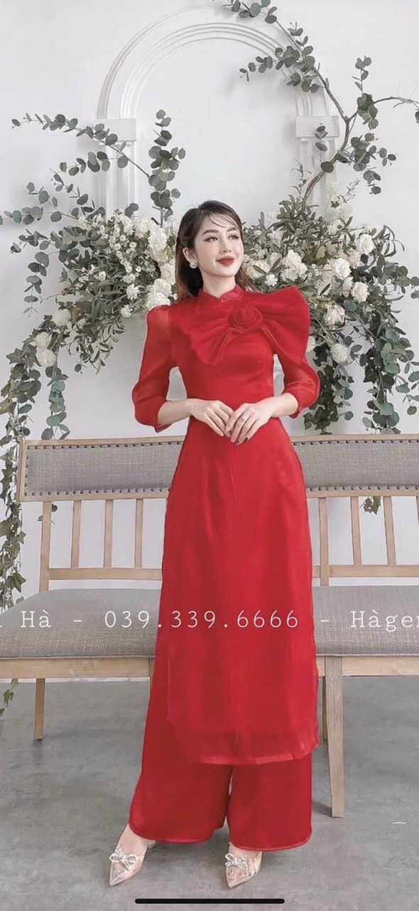 Set Áo Dài Lụa Tơ 4 Tà Cao CẤp - AV388